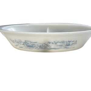 Vintage Glasbake divided dish Currier & Ives
